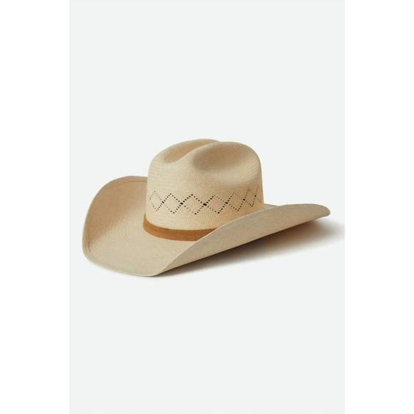 NEW BRIXTON unisex laredo panama straw cowboy hat in beige
